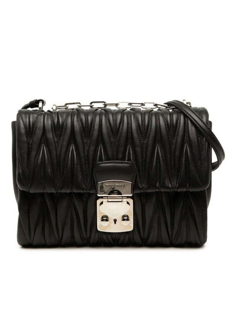 Miu Miu Matelasse Handbag Black Leather